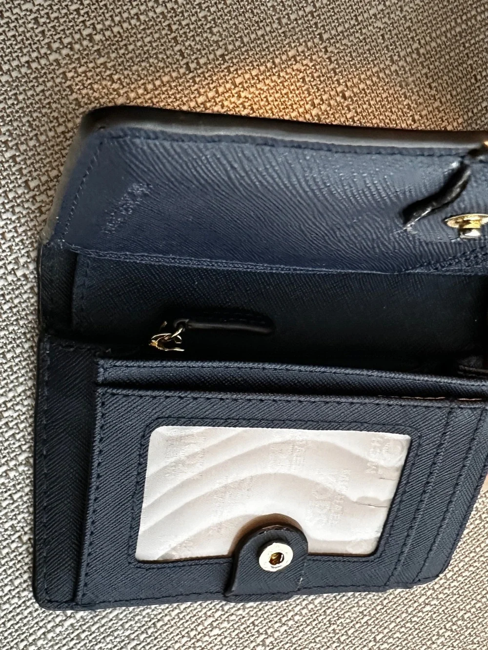 Michael Kors Navy Floral Compact Wallet with Gold Plaque